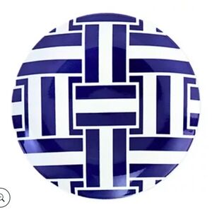 Godinger Blue and White Geometric 4 Salad Plates